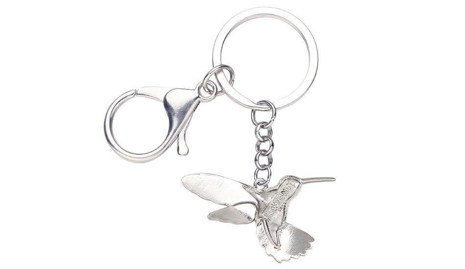 Metal Keychain with Hummingbird Silhouette