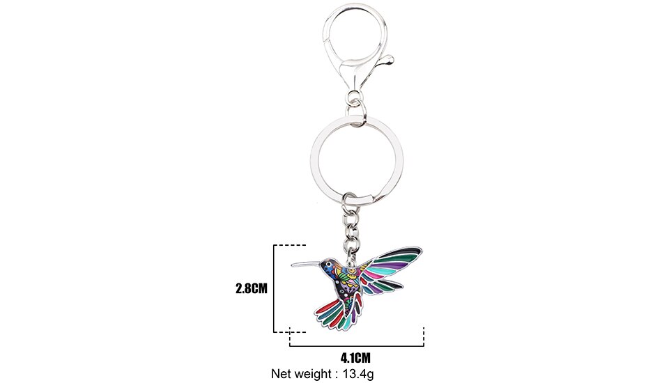 Metal Keychain with Hummingbird Silhouette