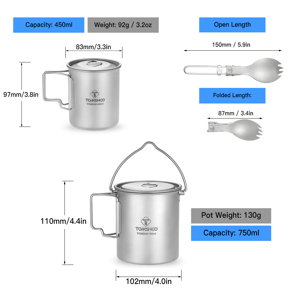 Titanium Camping Cup 3 Pcs Set