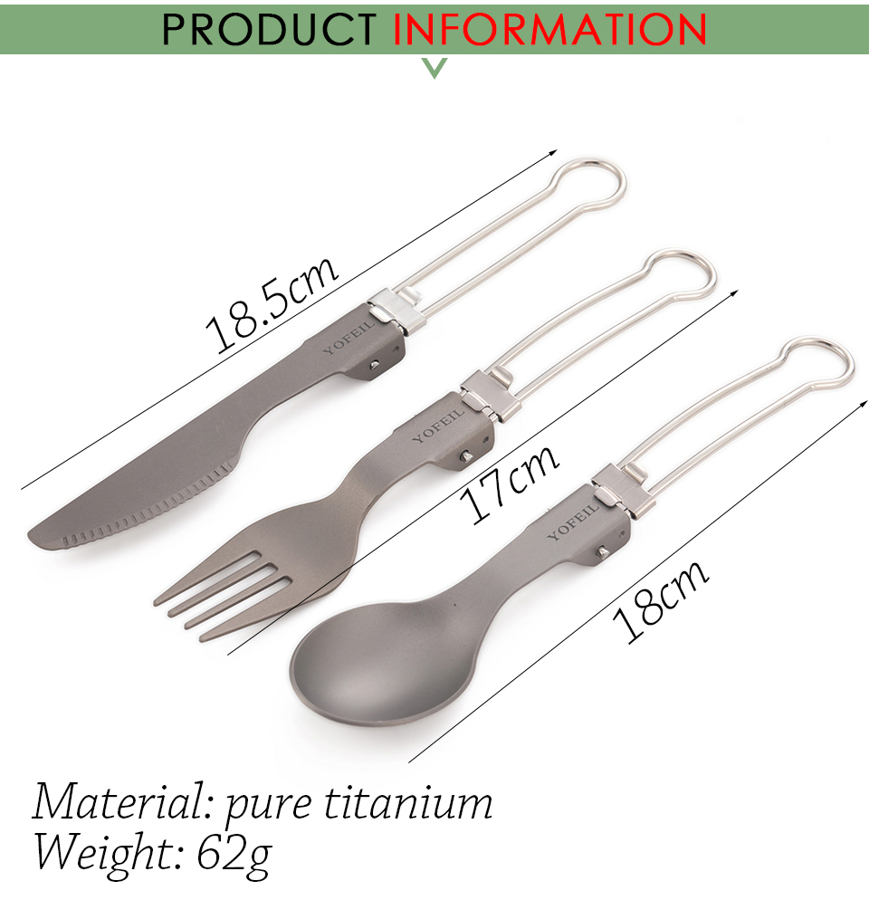 Camping Foldable Fork, Spoon and Knife 3 Pcs Set