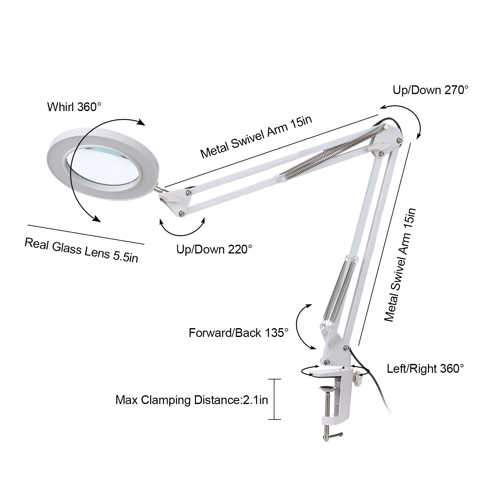 Dimmable Magnifier Lamp with Bracket