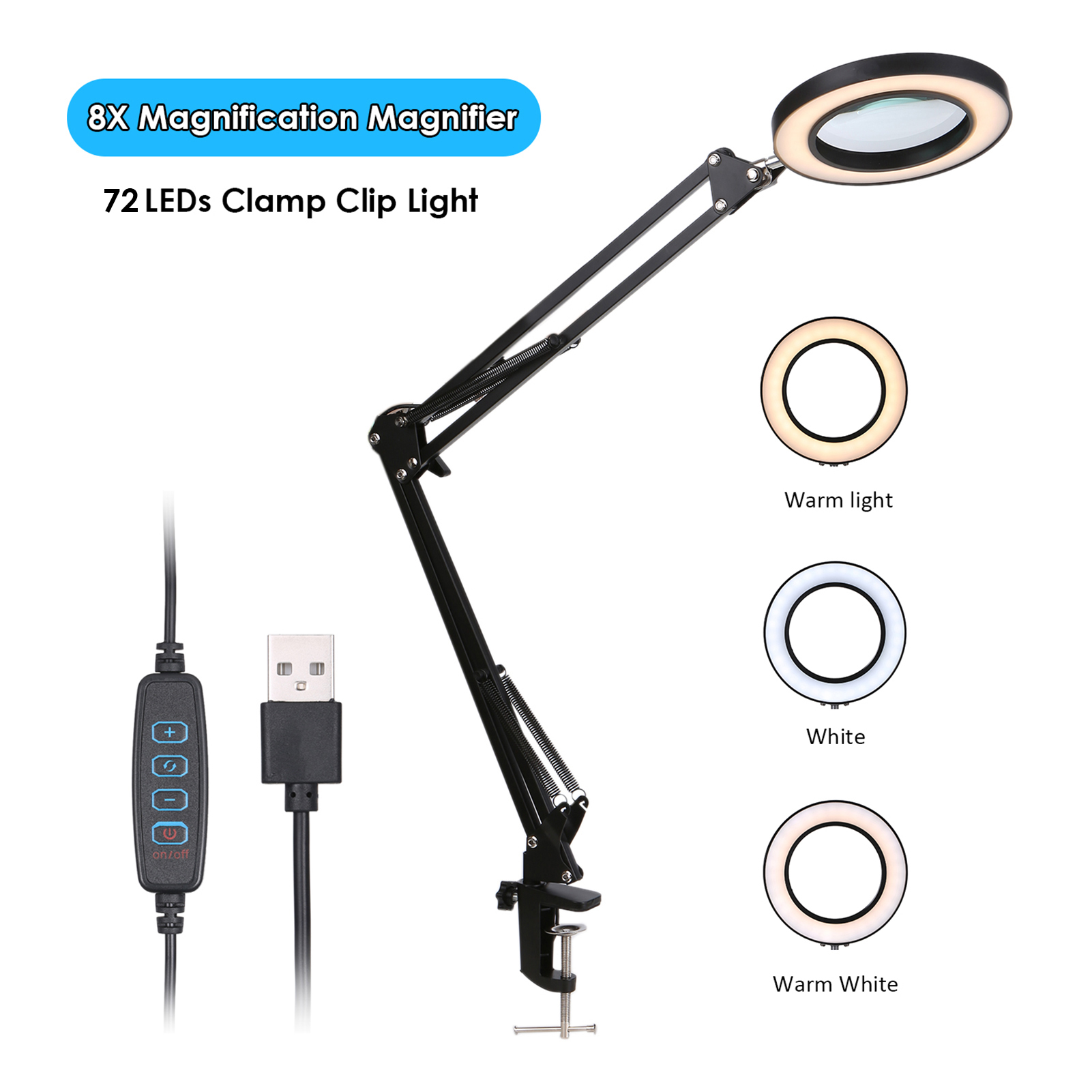 Dimmable Magnifier Lamp with Bracket