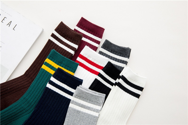 Cute Striped Design Cotton Socks