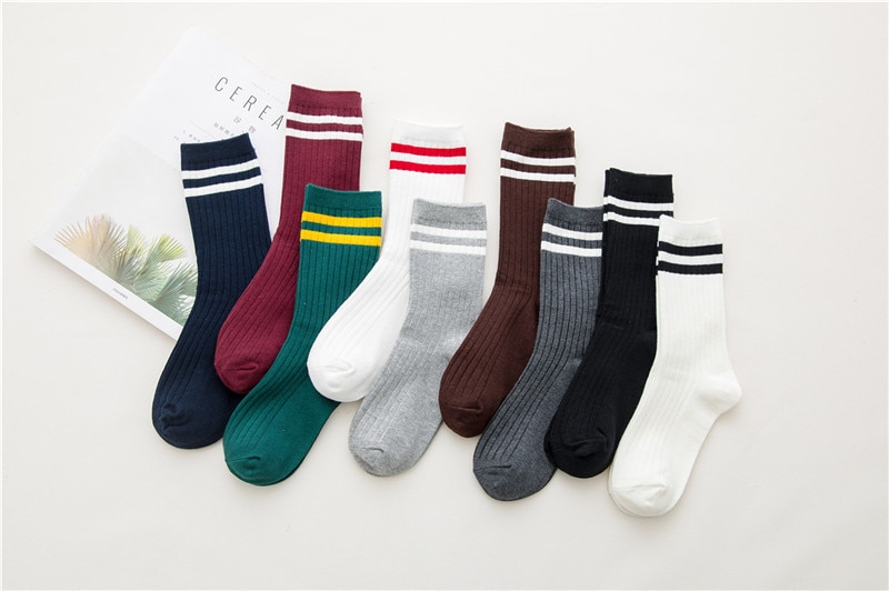 Cute Striped Design Cotton Socks