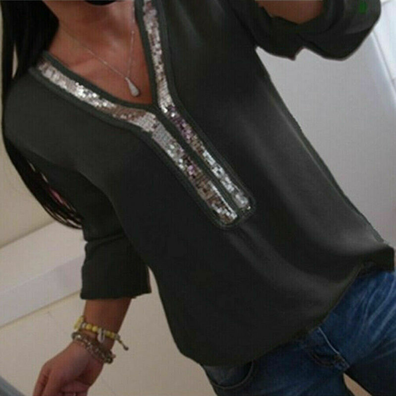 Women's Sequined Detail Loose Blouse