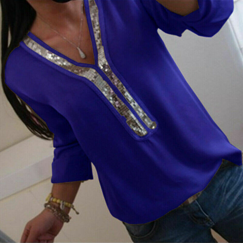 Women's Sequined Detail Loose Blouse