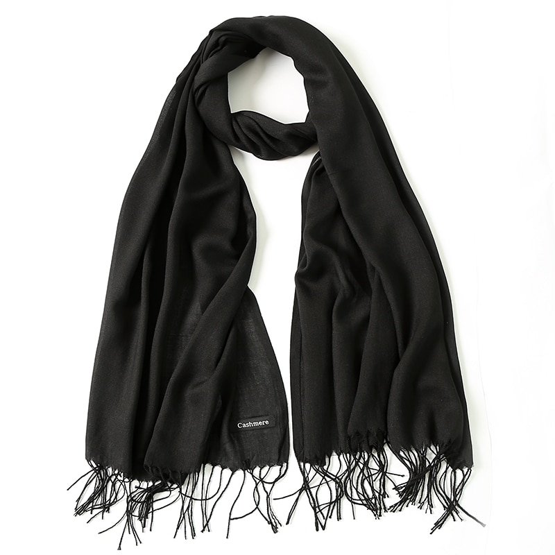 Women's Solid Color Tassel Scarf