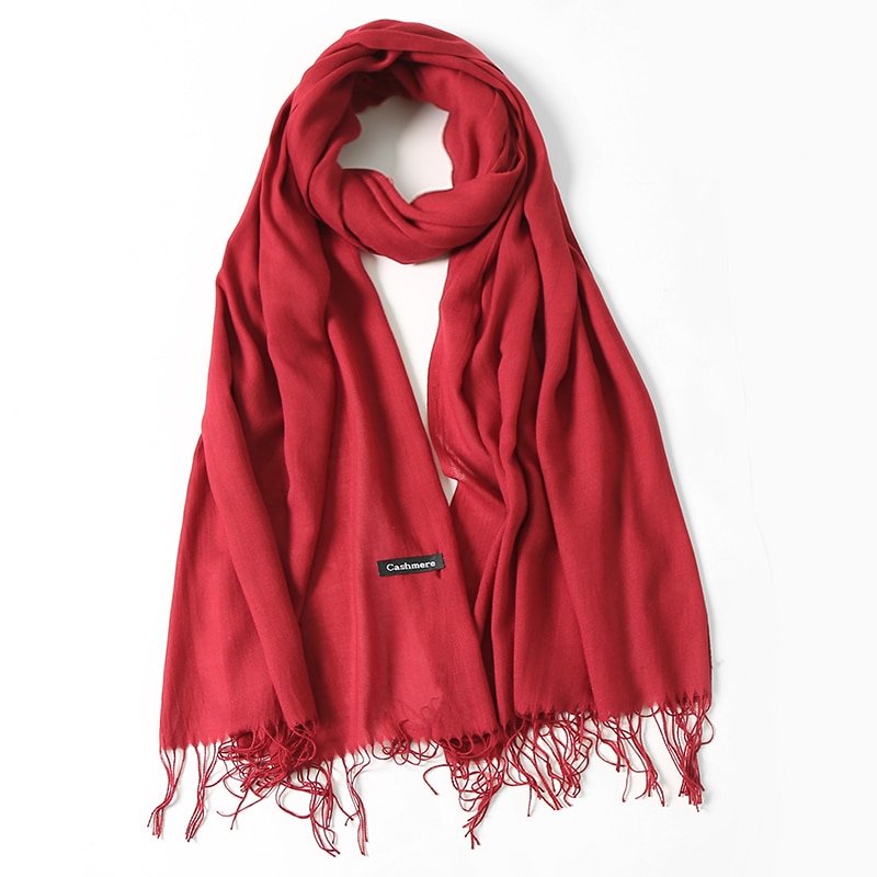 Women's Solid Color Tassel Scarf