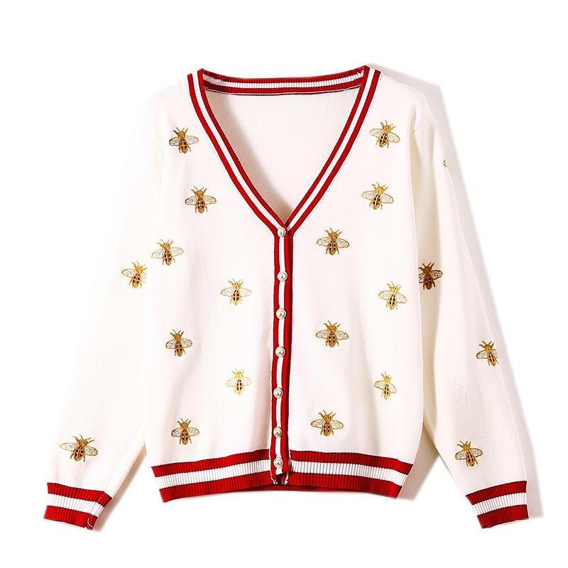 Women's Bee Embroidered Long Sleeve Sweater