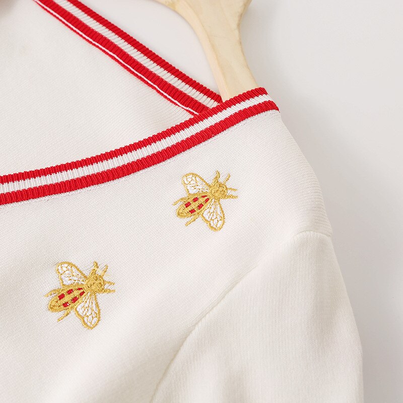 Women's Bee Embroidered Long Sleeve Sweater