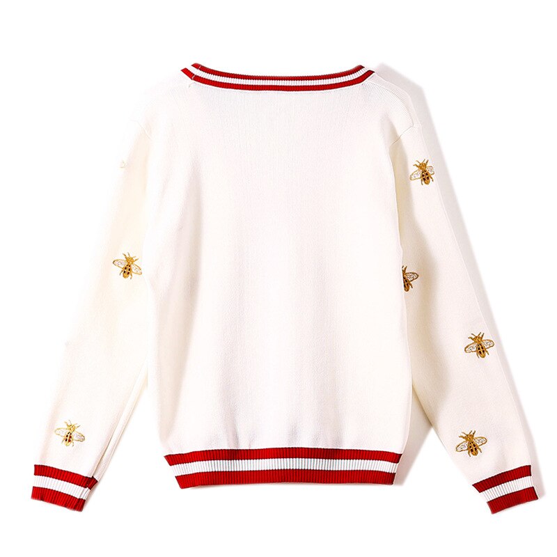 Women's Bee Embroidered Long Sleeve Sweater