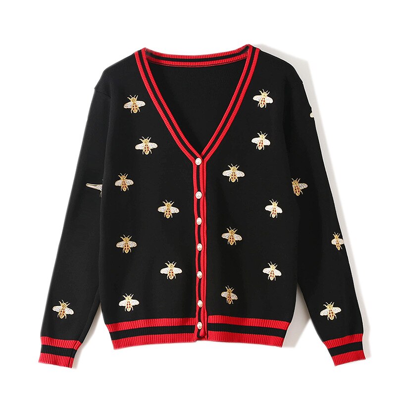 Women's Bee Embroidered Long Sleeve Sweater