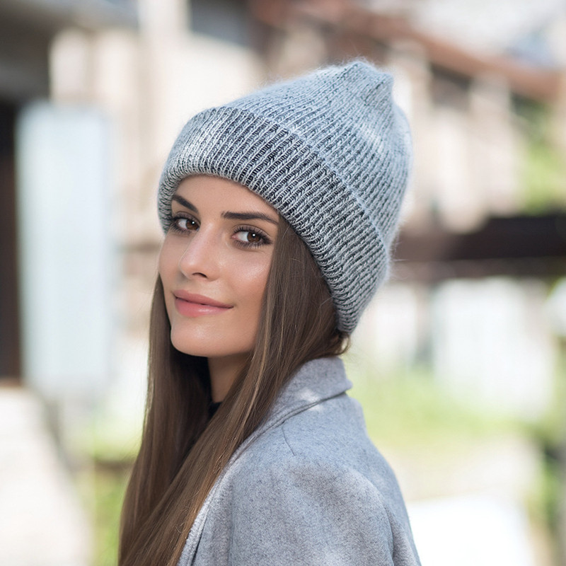 Women's Winter Hat with Rabbit Fur