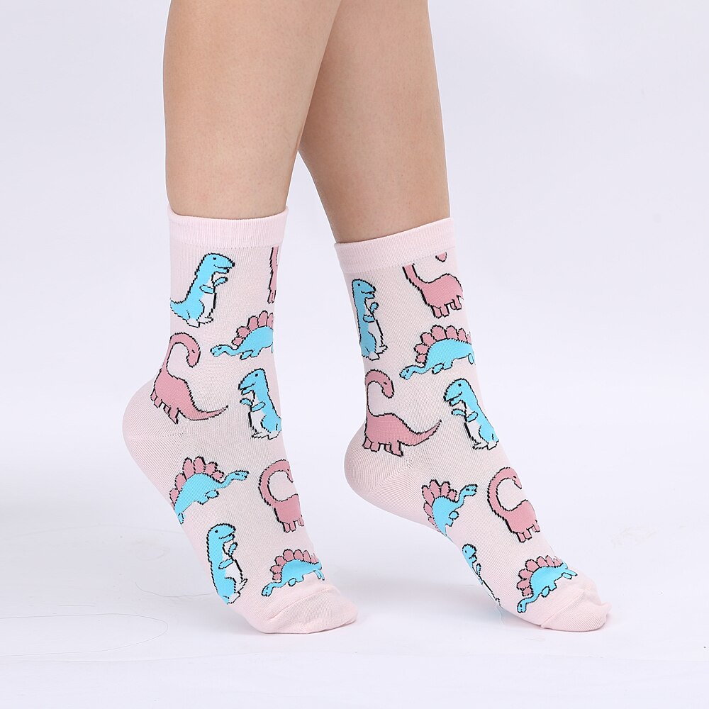 Pink Dinosaurs Printed Socks