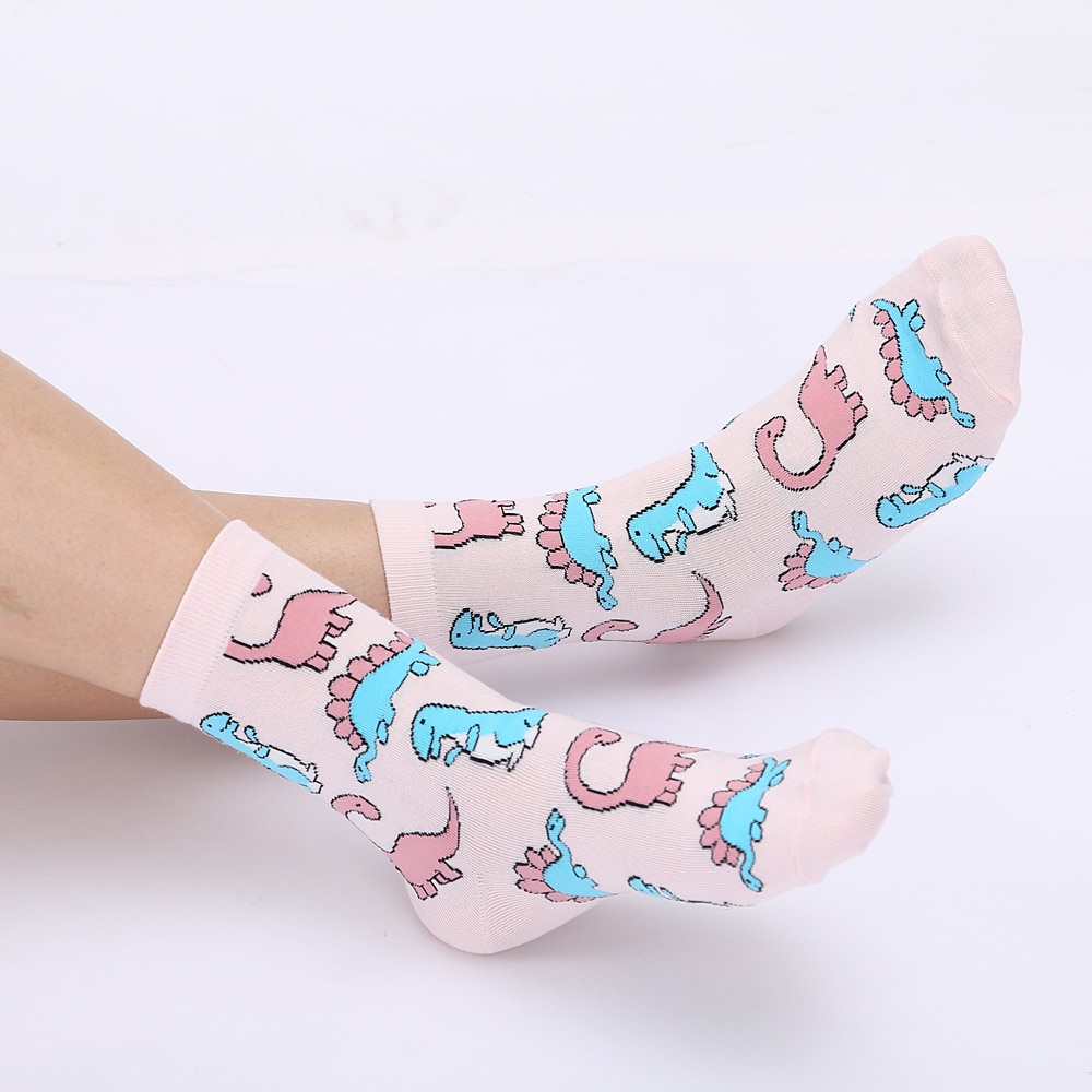 Pink Dinosaurs Printed Socks