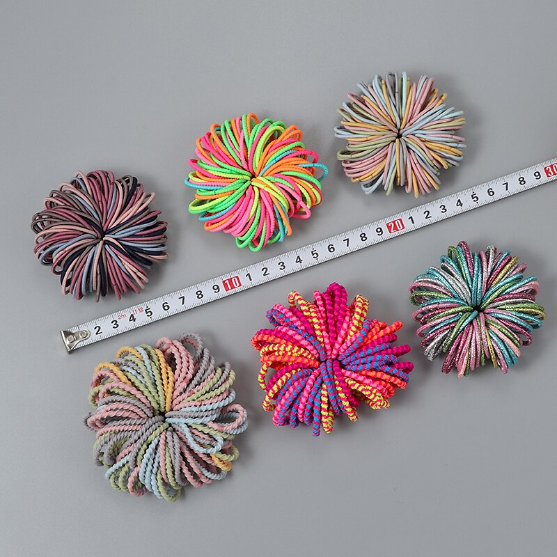 Candy Color Elastic Rubber 100 pcs Set