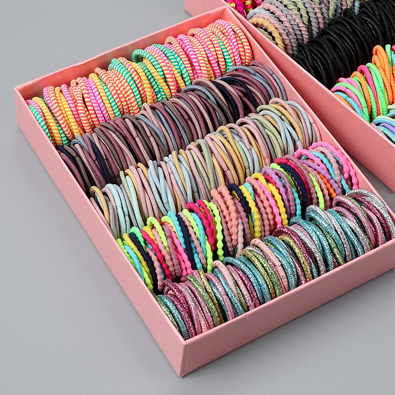 Candy Color Elastic Rubber 100 pcs Set