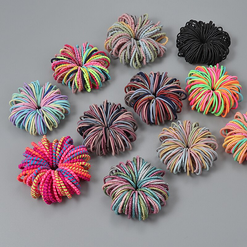 Candy Color Elastic Rubber 100 pcs Set