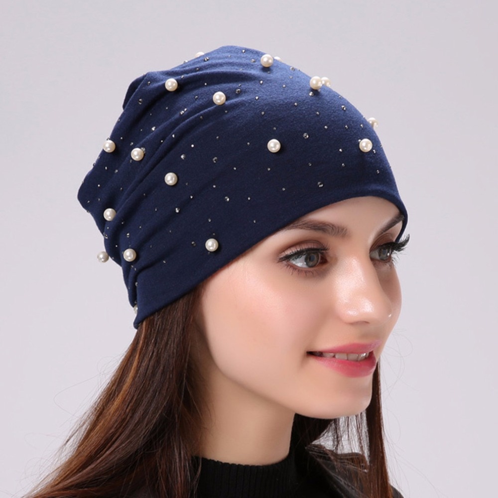 Women's Pearl Beads Beanie Hat