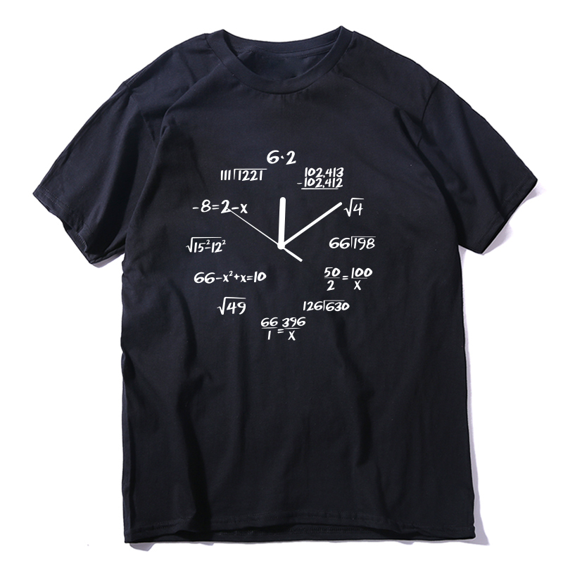 Unisex Math Clock Printed Cotton T-Shirt