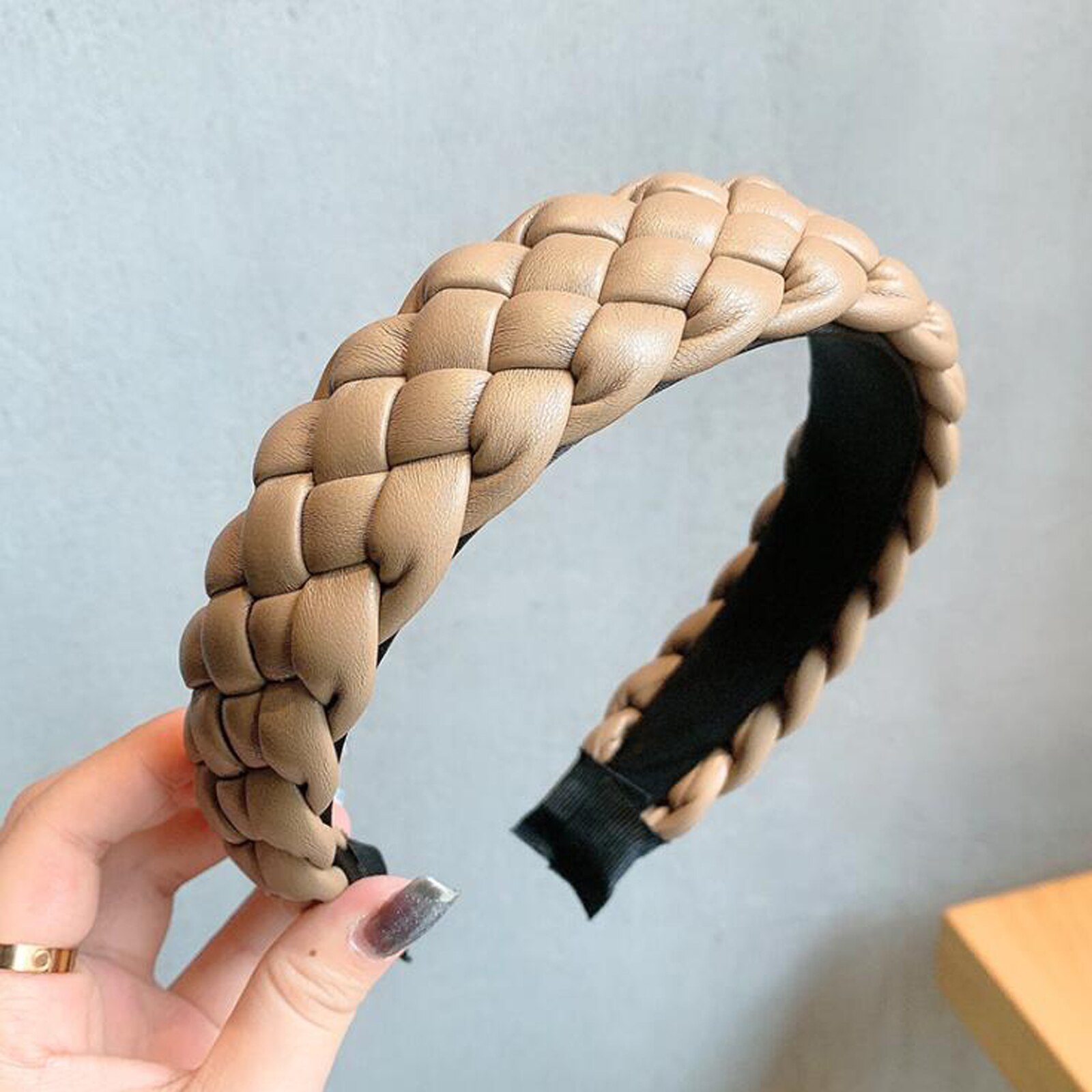 Pleated PU Leather Hairband for Women