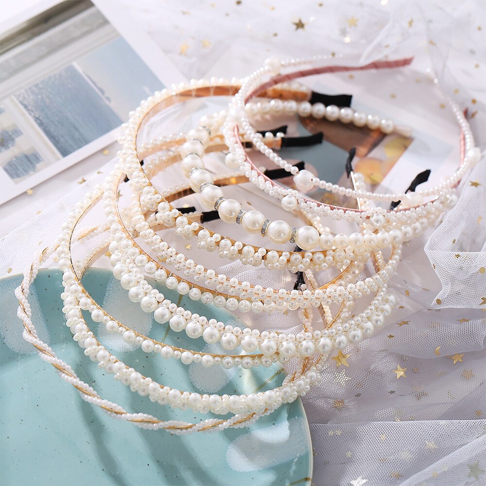 Women's Elegant Pearl Style Metal Hairband