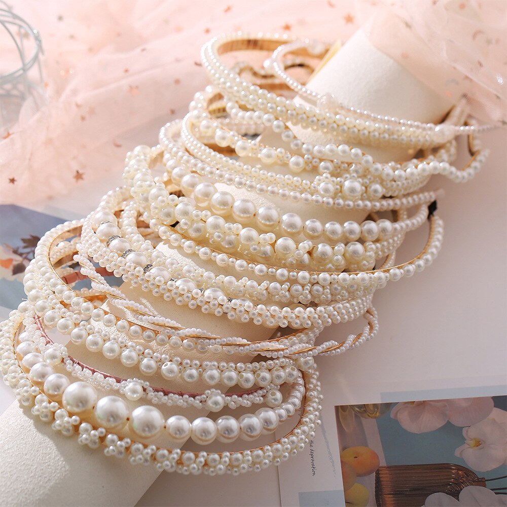 Women's Elegant Pearl Style Metal Hairband