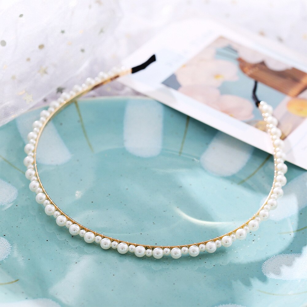 Women's Elegant Pearl Style Metal Hairband