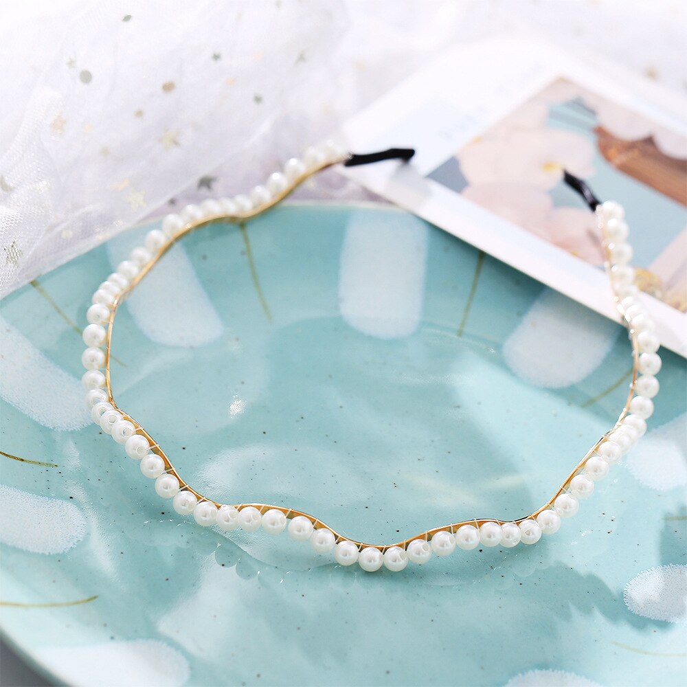 Women's Elegant Pearl Style Metal Hairband