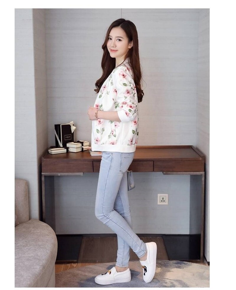 Women's Floral Printed Bomber Jacket