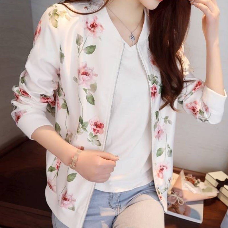 Women's Floral Printed Bomber Jacket