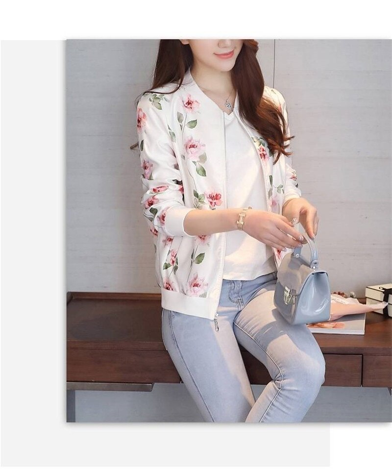 Women's Floral Printed Bomber Jacket