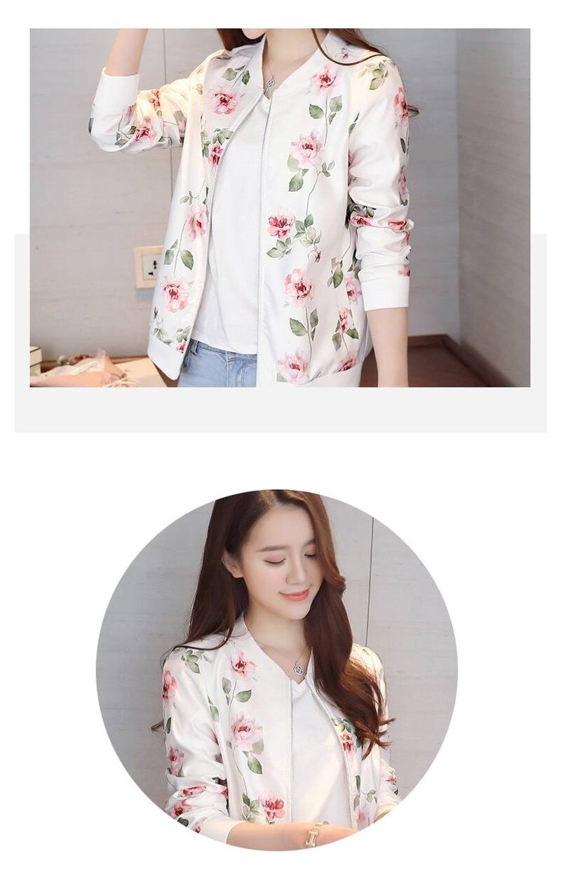 Women's Floral Printed Bomber Jacket