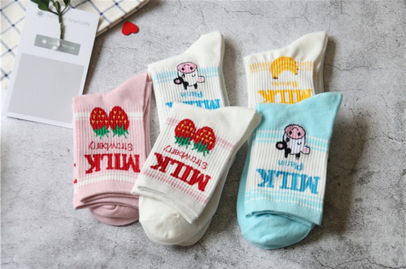 Unisex Milk Printed Socks