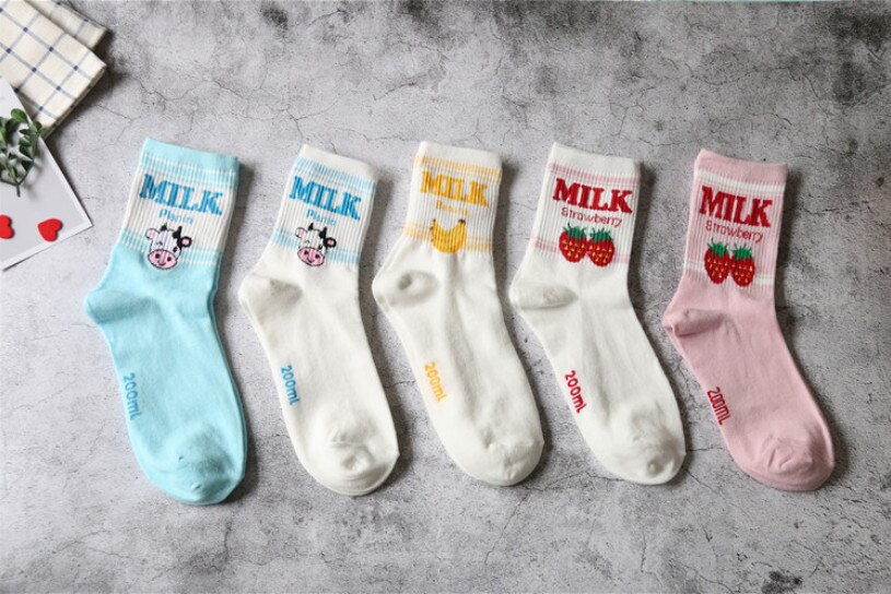 Unisex Milk Printed Socks