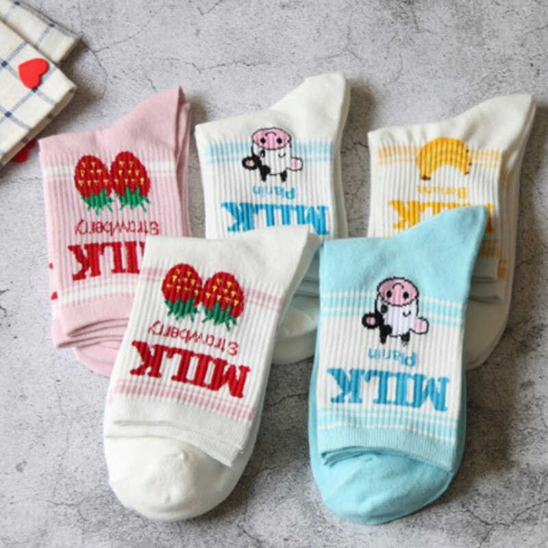 Unisex Milk Printed Socks