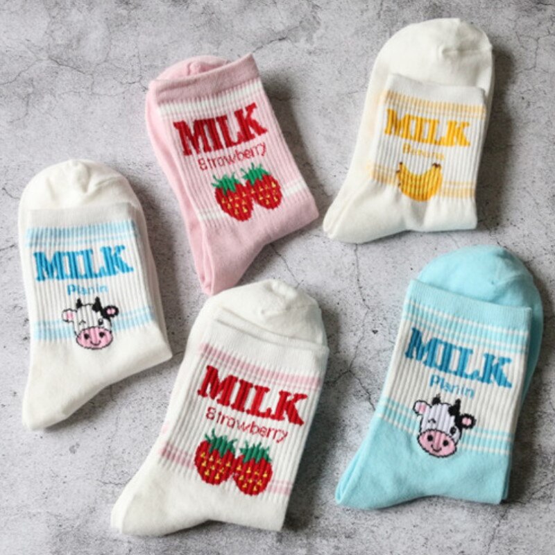 Unisex Milk Printed Socks