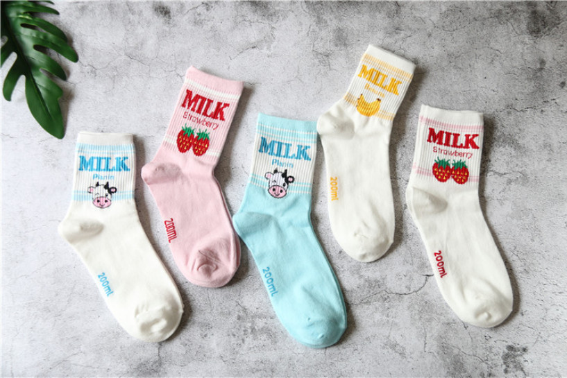 Unisex Milk Printed Socks