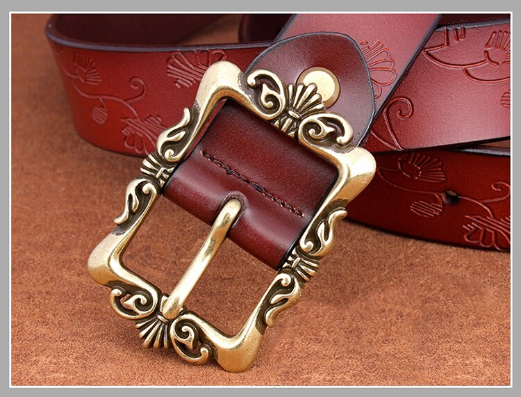 Women's Leather Belt with Metal Buckle