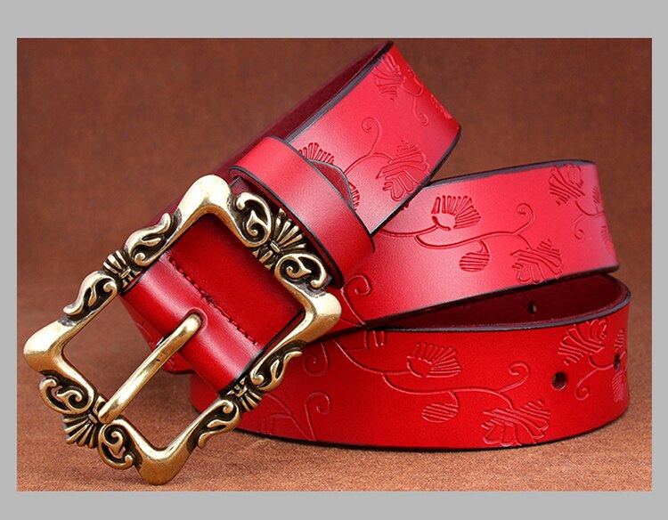 Women's Leather Belt with Metal Buckle