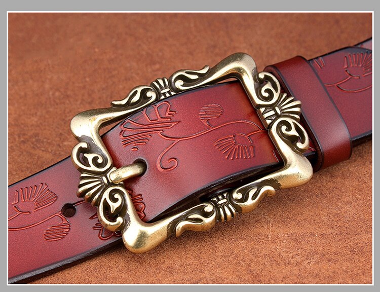 Women's Leather Belt with Metal Buckle