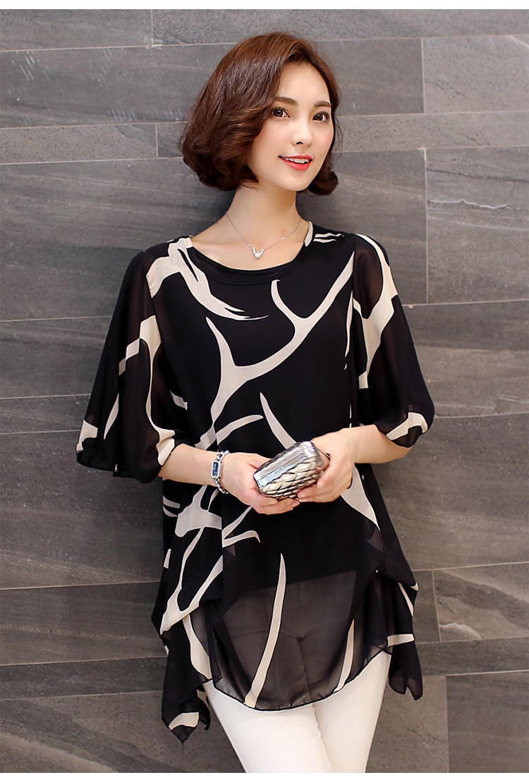 Women's Abstract Print Chiffon Blouse