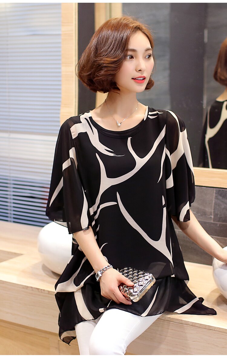 Women's Abstract Print Chiffon Blouse