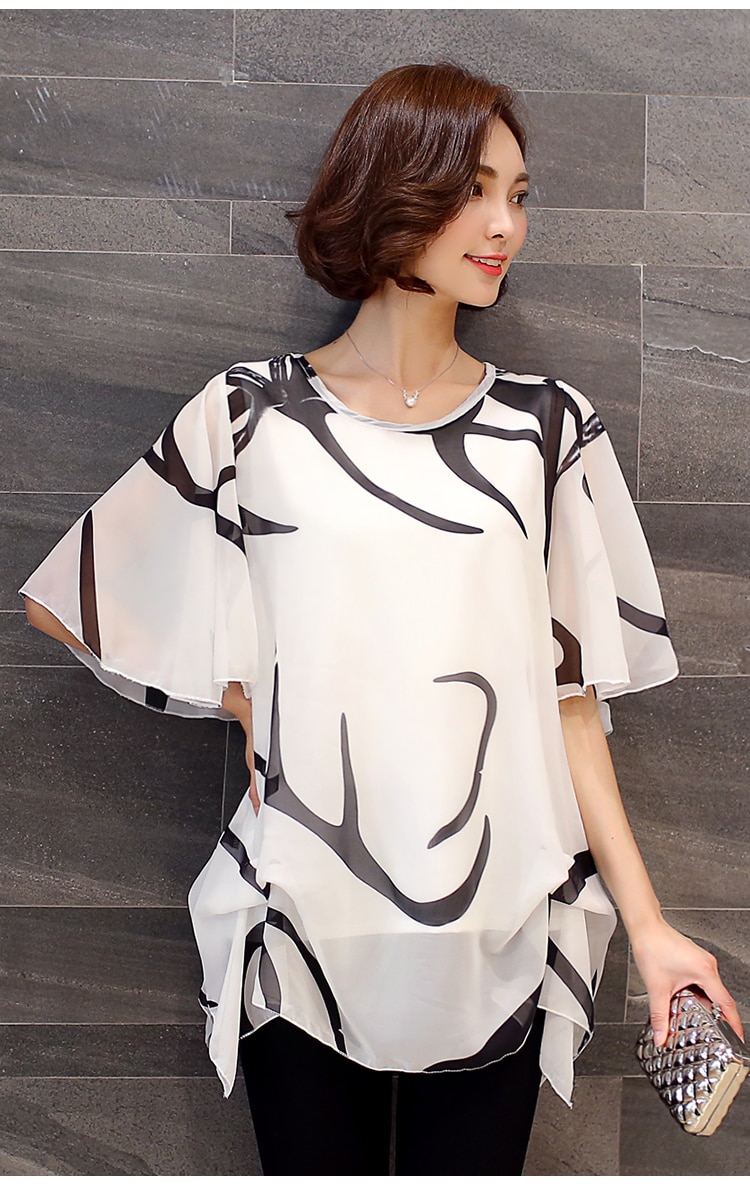 Women's Abstract Print Chiffon Blouse