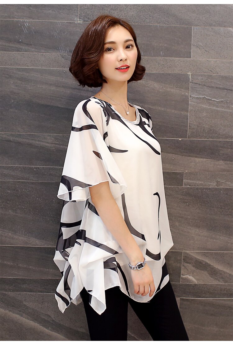 Women's Abstract Print Chiffon Blouse