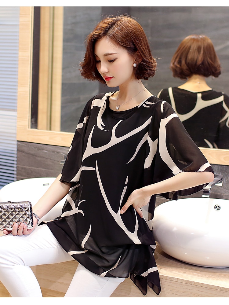 Women's Abstract Print Chiffon Blouse