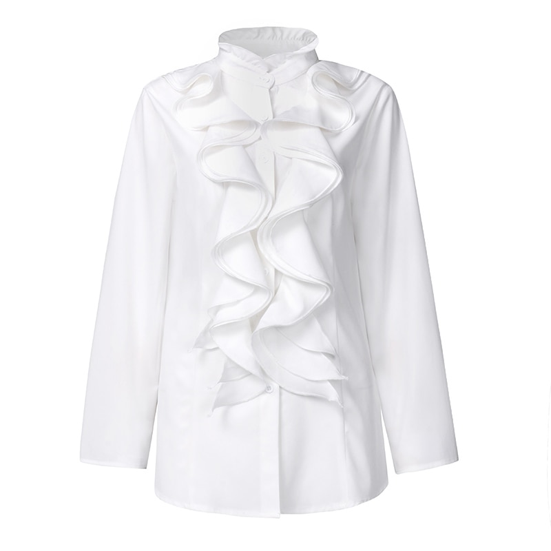 Office Women's Black / White Ruffled Blouse