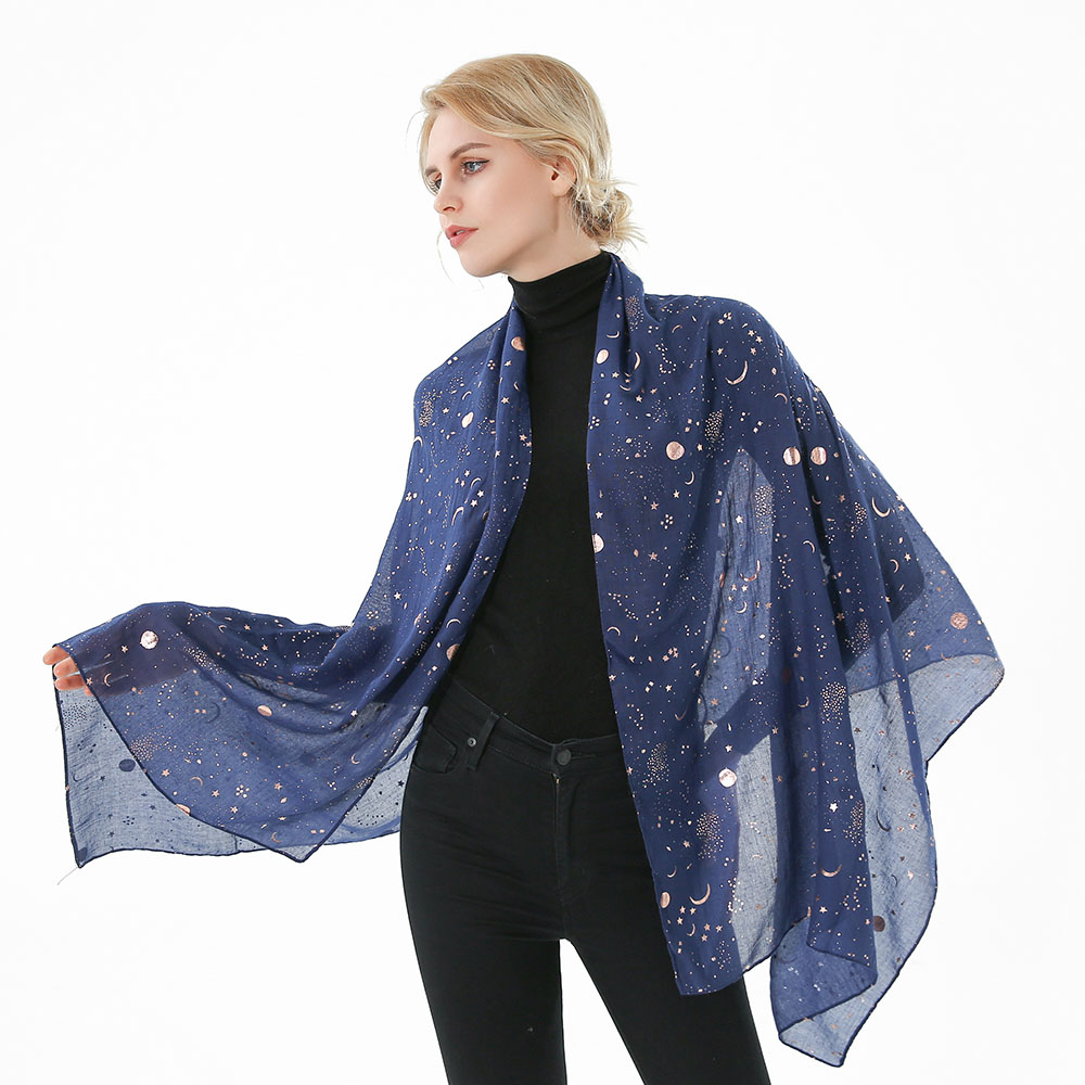 Women's Scarf with Stars and Moon Print