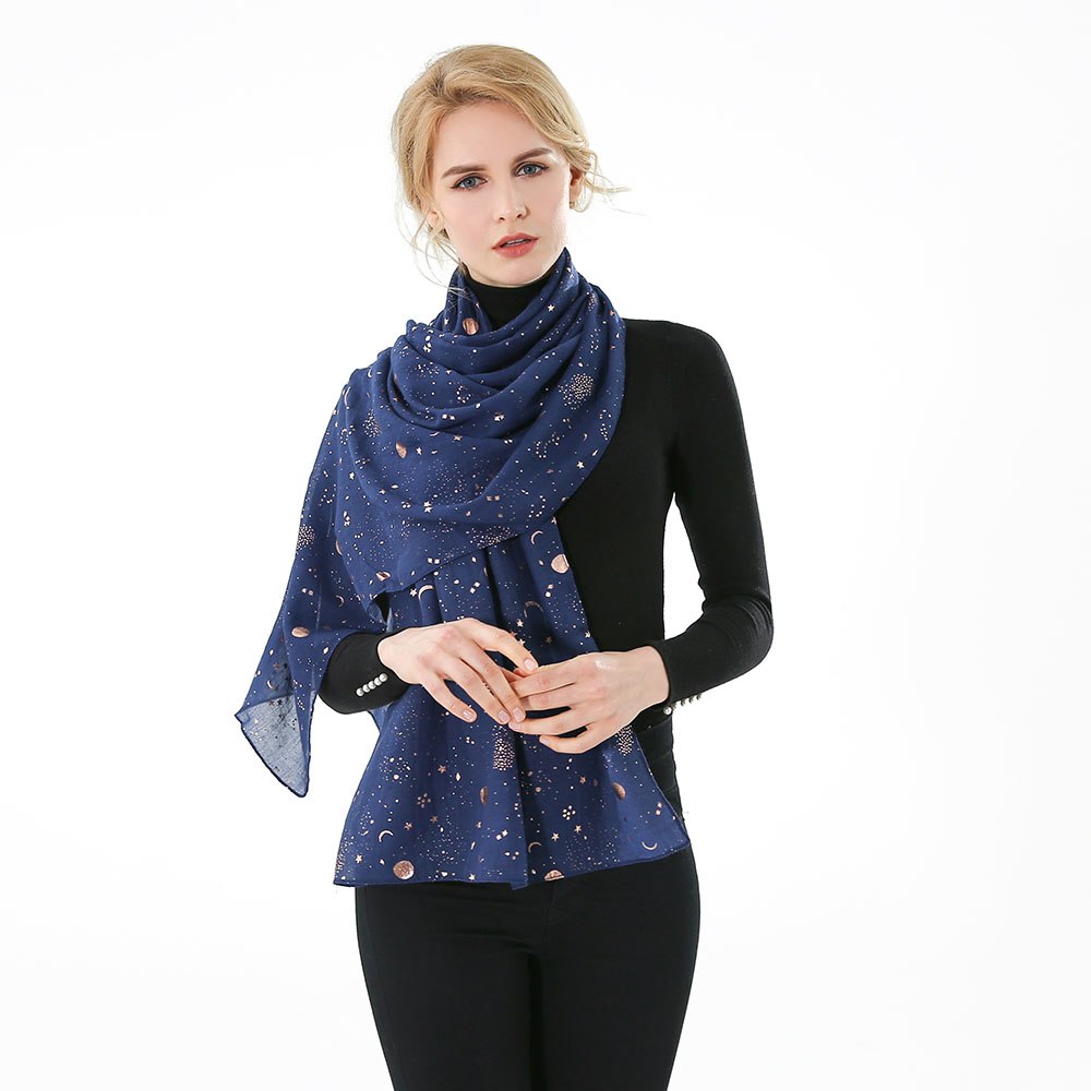 Women's Scarf with Stars and Moon Print