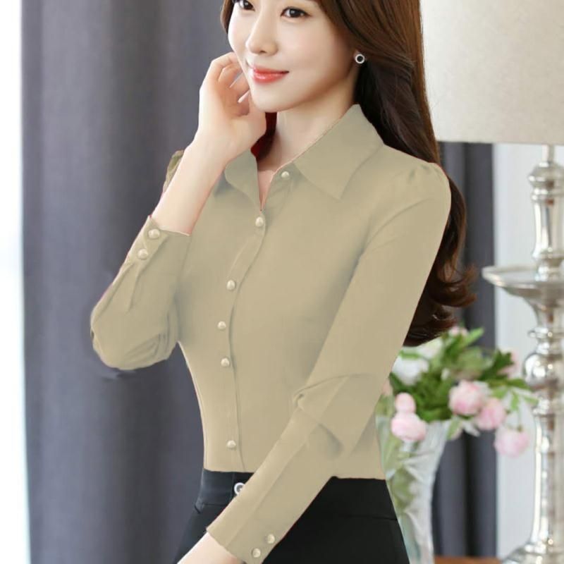 Women's Solid Color Office Shirt